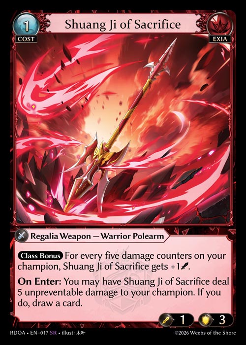 [017]【EN】【FOIL】Shuang Ji of Sacrifice【RDOA】[SR][Exia]