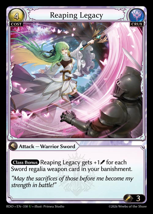 [330]【EN】【FOIL】Reaping Legacy【RDO】[U][Crux]