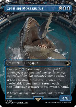 [028]【EN】【ロゴ入FOIL】■ボーダーレス■高揚するモササウルス/Cresting Mosasaurus【REX】[R][青]
