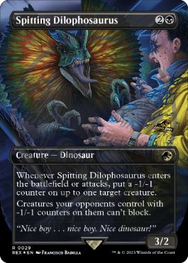 [029]【EN】【ロゴ入FOIL】■ボーダーレス■毒吐きディロフォサウルス/Spitting Dilophosaurus【REX】[R][黒]