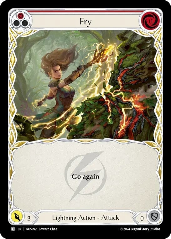 [092]【EN】【Rainbow Foil】電壊/Fry[赤]【ROS】[Lightning][C]
