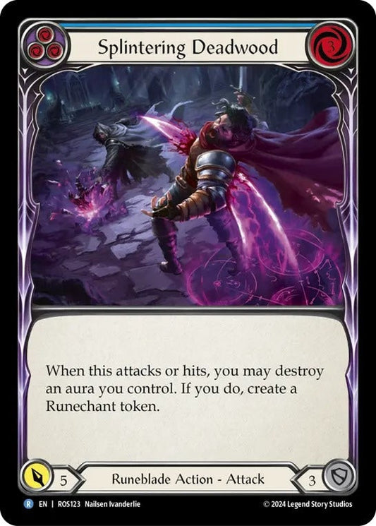 [123]【EN】【Rainbow Foil】デッドウッドでの烈撃/Splintering Deadwood[青]【ROS】[Runeblade][R]