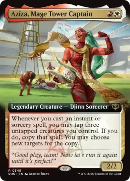 [345]【EN】【FOIL】■拡張アート■メイジタワーのキャプテン、アジザ/Aziza, Mage Tower Captain【SOS】[多色][R]
