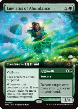 [339]【EN】【FOIL】■拡張アート■豊穣の名誉教授/Emeritus of Abundance【SOS】[緑][M]