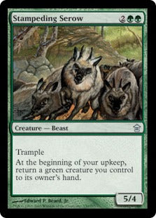 [150]【EN】【FOIL】暴走する氈鹿/Stampeding Serow【SOK】[U][緑]