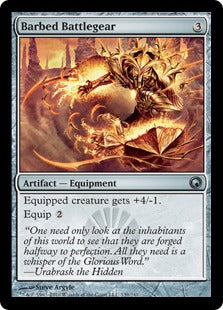 [139]【EN】【FOIL】逆刺の戦具/Barbed Battlegear【SOM】[U][茶]