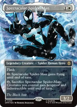 [235]【EN】【テクスチャーFOIL】■ボーダーレス■スペクタキュラー・スパイダーマン/Spectacular Spider-Man》(Black)【SPM】[R][白]