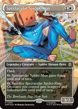 [236]【EN】【テクスチャーFOIL】■ボーダーレス■スペクタキュラー・スパイダーマン/Spectacular Spider-Man》(Bag-Man)【SPM】[R][白]