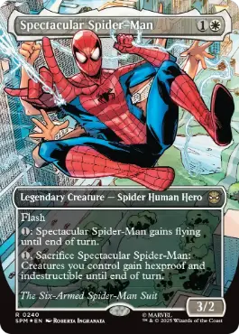 [240]【EN】【テクスチャーFOIL】■ボーダーレス■スペクタキュラー・スパイダーマン/Spectacular Spider-Man》(Six Arms)【SPM】[R][白]