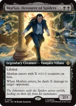 [257]【EN】【FOIL】■拡張アート■蜘蛛を貪る者、モーラン/Morlun, Devourer of Spiders【SPM】[R][黒]