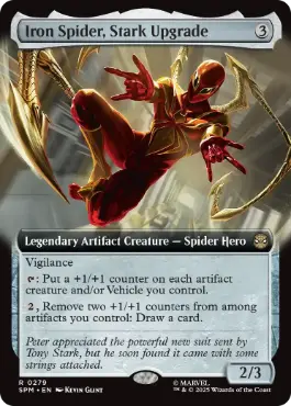 [279]【EN】【FOIL】■拡張アート■スタークによる改良、アイアン・スパイダー/Iron Spider, Stark Upgrade【SPM】[R][茶]