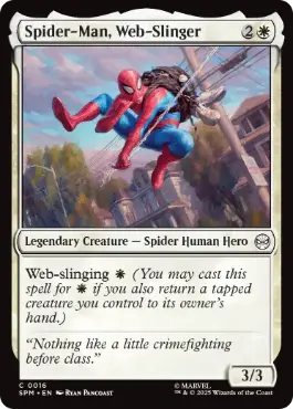 [016]【EN】【FOIL】ウェブスリンガー、スパイダーマン/Spider-Man, Web-Slinger【SPM】[C][白]