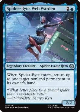 [044]【EN】【FOIL】ウェブの番人、スパイダーバイト/Spider-Byte, Web Warden【SPM】[U][青]