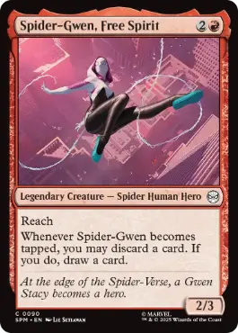 [090]【EN】【FOIL】自由人、スパイダー・グウェン/Spider-Gwen, Free Spirit【SPM】[C][赤]