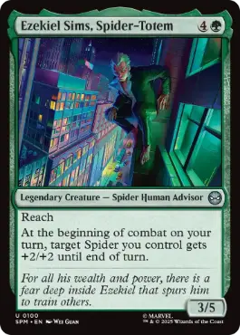 [100]【EN】【FOIL】蜘蛛のトーテム、エゼキエル・シムズ/Ezekiel Sims, Spider-Totem【SPM】[U][緑]