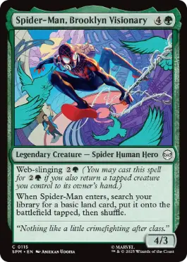 [115]【EN】【FOIL】ブルックリンの空想家、スパイダーマン/Spider-Man, Brooklyn Visionary【SPM】[C][緑]
