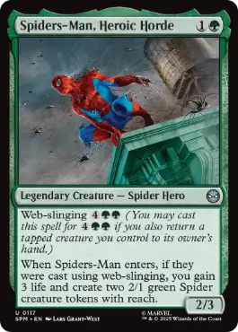 [117]【EN】【FOIL】英雄的大群、スパイダーマン/Spiders-Man, Heroic Horde【SPM】[U][緑]