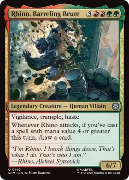 [140]【EN】【FOIL】怒涛の粗暴者、ライノ/Rhino, Barreling Brute【SPM】[U][多色]