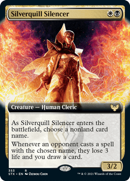 [353]【EN】【FOIL】■拡張アート■シルバークイルの口封じ/Silverquill Silencer【STX】[R][多色]