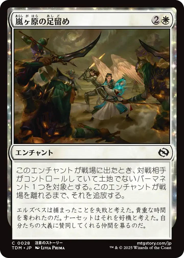 [028]【JP】【FOIL】嵐ヶ原の足留め/Stormplain Detainment【TDM】[C][白]