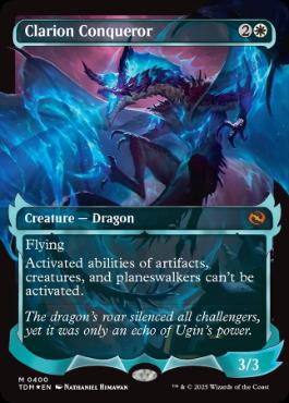 [400]【EN】【FOIL】■ショーケース■鳴り渡る龍哮の征服者/Clarion Conqueror【TDM】[M][白]