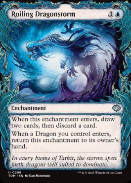 [296]【EN】【FOIL】■ショーケース■乱動するドラゴンの嵐/Roiling Dragonstorm【TDM】[U][青]