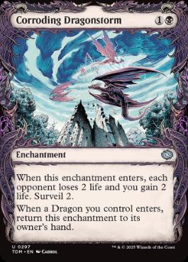 [297]【EN】【FOIL】■ショーケース■腐蝕するドラゴンの嵐/Corroding Dragonstorm【TDM】[U][黒]