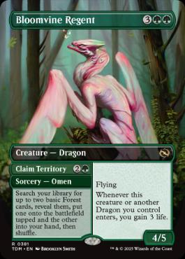 [381]【EN】【FOIL】■ボーダーレス■咲蔦森の執政/Bloomvine Regent【TDM】[R][緑]