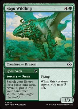 [157]【EN】【FOIL】サグの原生龍/Sagu Wildling【TDM】[C][緑]