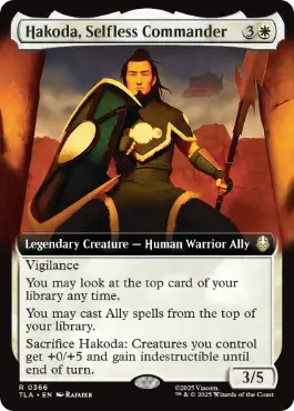[366]【EN】【FOIL】■拡張アート■無私なる指揮官、ハコダ/Hakoda, Selfless Commander【TLA】[R][白]
