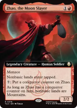 [376]【EN】【FOIL】■拡張アート■月殺し、ジャオ/Zhao, the Moon Slayer【TLA】[R][赤]
