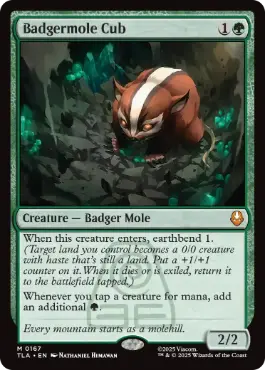 [167]【EN】【FOIL】アナグマモグラの仔/Badgermole Cub【TLA】[M][緑]