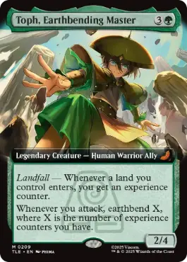 [209]【EN】【FOIL】■拡張アート■土の技の達人、トフ/Toph, Earthbending Master【TLE】[M][緑]