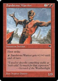 [199]【JP】砂岩の戦士/Sandstone Warrior【TMP】[C][赤]