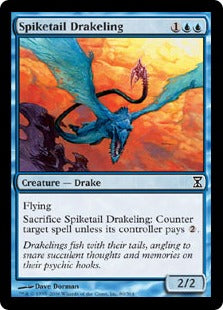 [080]【EN】【FOIL】トゲ尾の仔ドレイク/Spiketail Drakeling【TSP】[C][青]