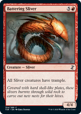[154]【EN】【FOIL】乱打スリヴァー/Battering Sliver【TSR】[C][赤]