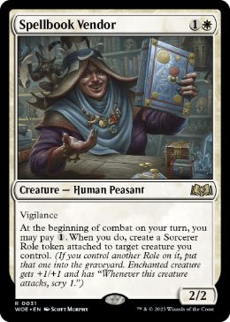 [031]【EN】【FOIL】呪文書売り/Spellbook Vendor【WOE】[R][白]