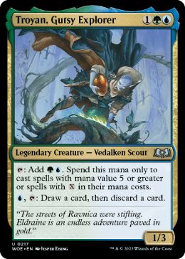 [217]【EN】【FOIL】度胸ある冒険者、トロヤン/Troyan, Gutsy Explorer【WOE】[U][多色]