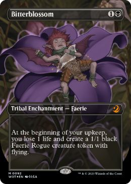 [092]【EN】【コンフェッティFOIL】■ボーダーレス■苦花/Bitterblossom【WOT】[M][黒]