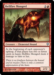 [130]【EN】【FOIL】地獄火の雑種犬/Hellfire Mongrel【ZEN】[U][赤]