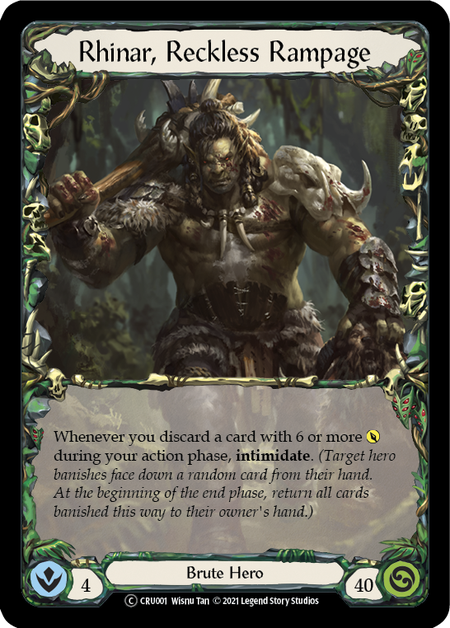 [001]【EN】Rhinar, Reckless Rampage【CRU-UL】[C][Brute][Hero]