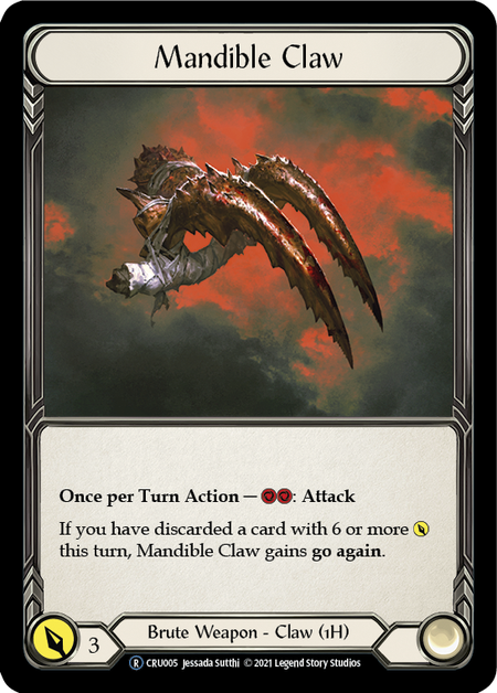 [005]【EN】【Rainbow Foil】Mandible Claw【CRU-UL】[R][Brute][Weapon]