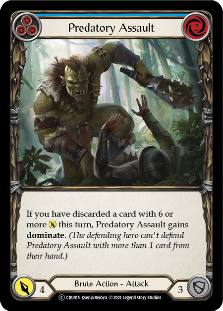 [015]【EN】【Rainbow Foil】Predatory Assault (青)【CRU-UL】[C][Brute]