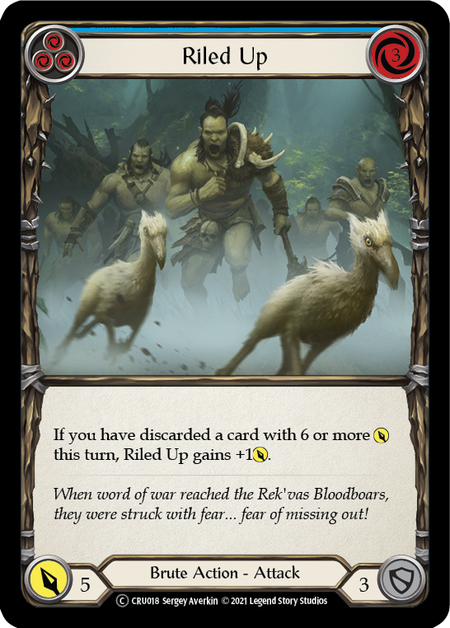[018]【EN】【Rainbow Foil】Riled Up (青)【CRU-UL】[C][Brute]