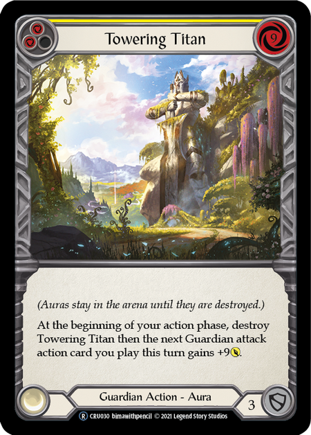 [030]【EN】【Rainbow Foil】Towering Titan (黄)【CRU-UL】[R][Guardian]
