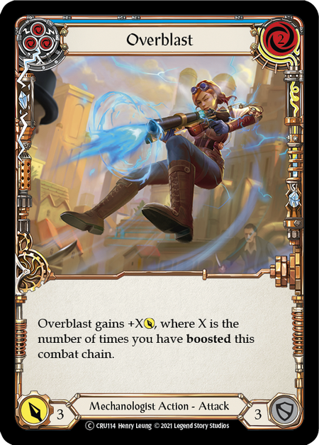 [114]【EN】【Rainbow Foil】Overblast (青)【CRU-UL】[C][Mechanologist]