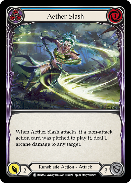 [184]【EN】【Rainbow Foil】Aether Slash (青)【DYN】[C][Runeblade]