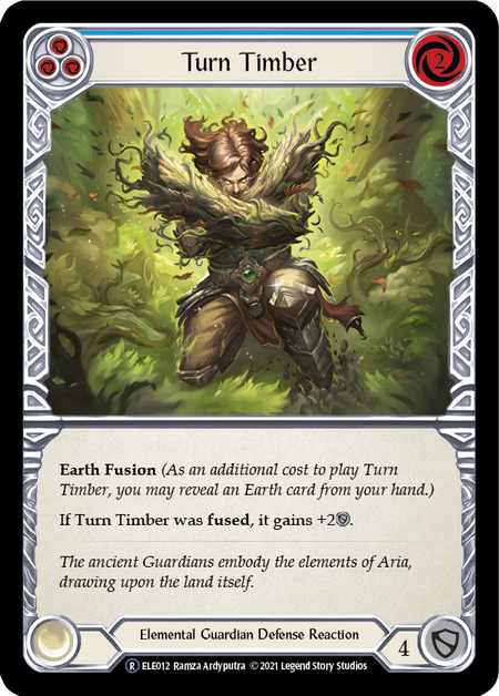 [012]【EN】【Rainbow Foil】Turn Timber (青)【ELE-UL】[R][Elemental Guardian]