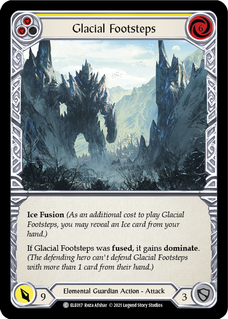 [017]【EN】【Rainbow Foil】Glacial Footsteps (黄)【ELE-UL】[C][Elemental Guardian]