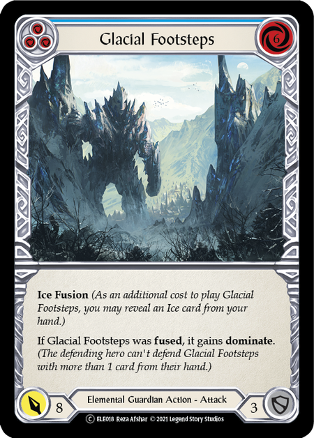 [018]【EN】【Rainbow Foil】Glacial Footsteps (青)【ELE-UL】[C][Elemental Guardian]